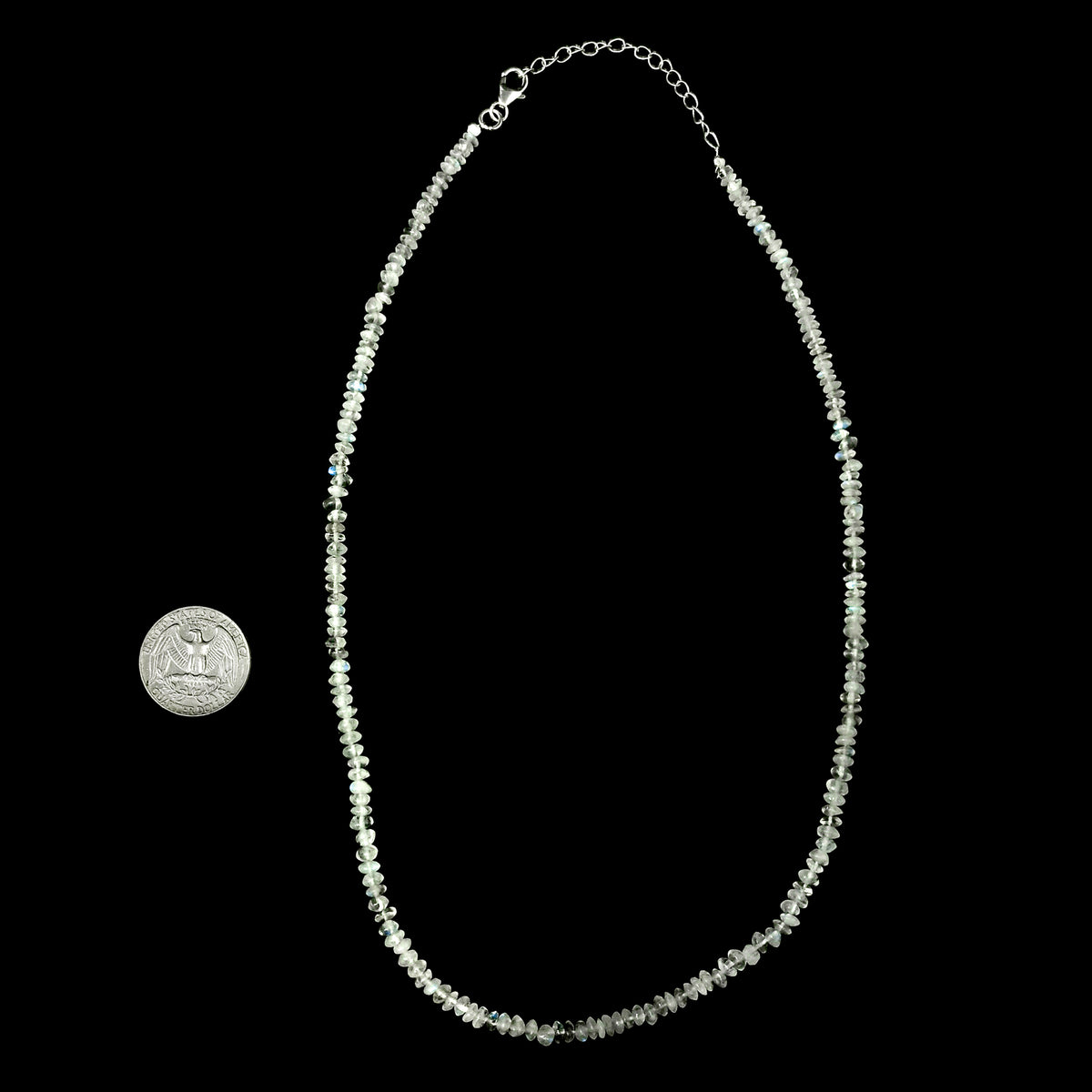 Moonstone smooth bead necklace with Rainbow Moonstone.