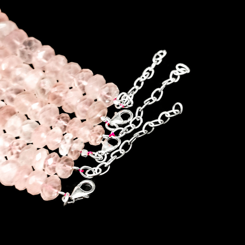 Rose Quartz - Large Facet Gradient - Bead Necklace