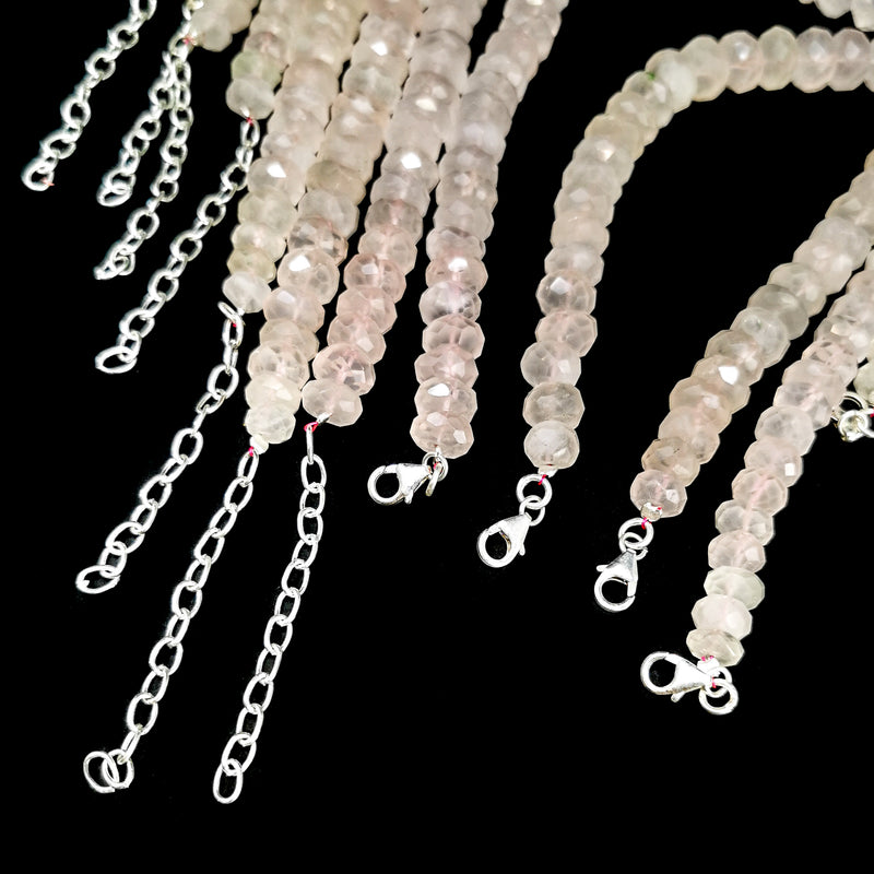 Rose Quartz - Large Facet - Bead Necklace