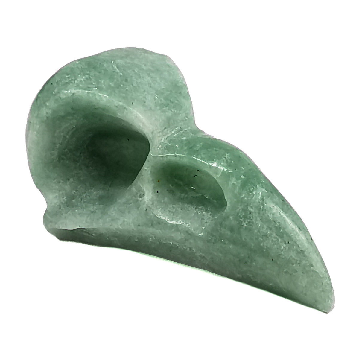 Bird skull carving – green aventurine skull
