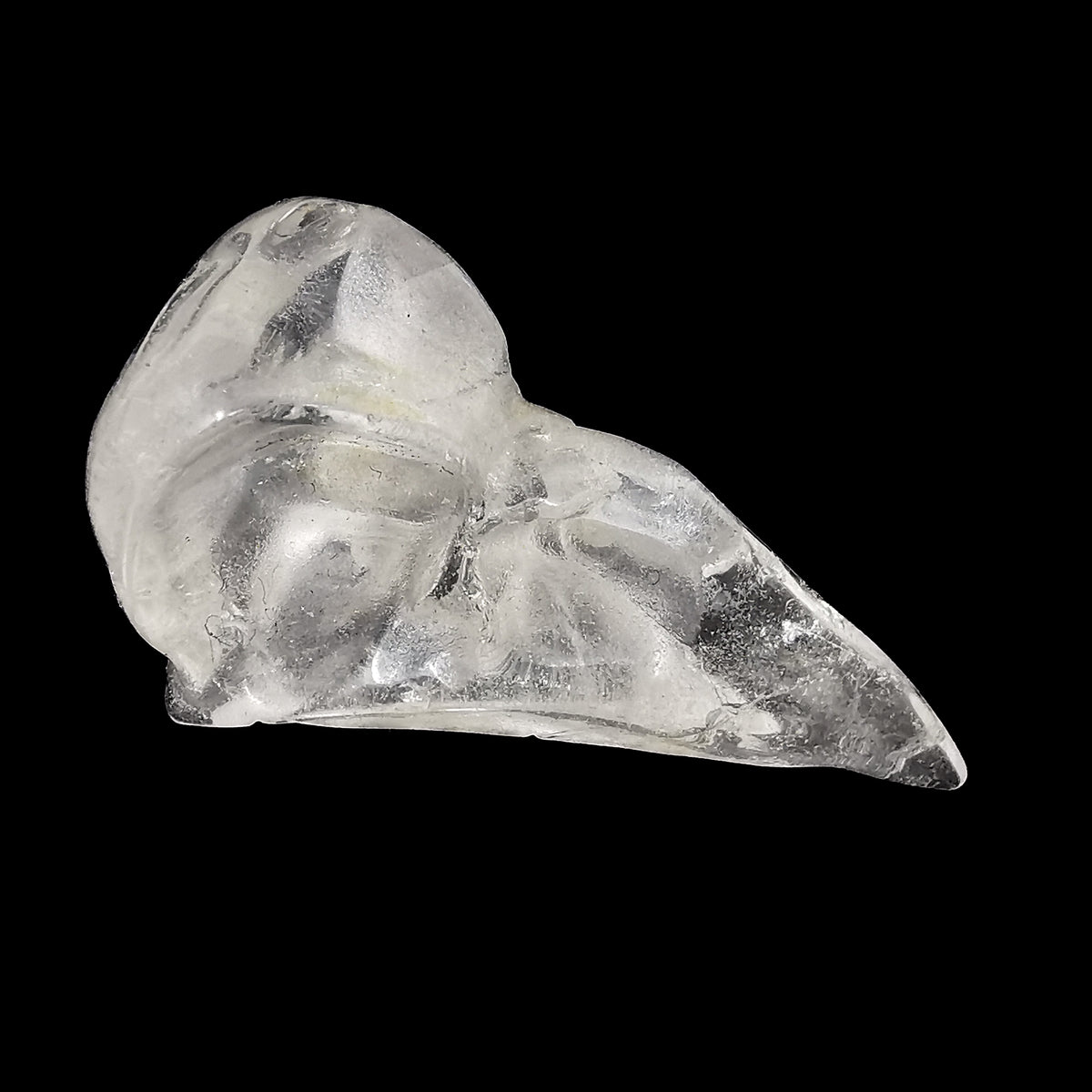 Bird skull carving – clear quartz skull
