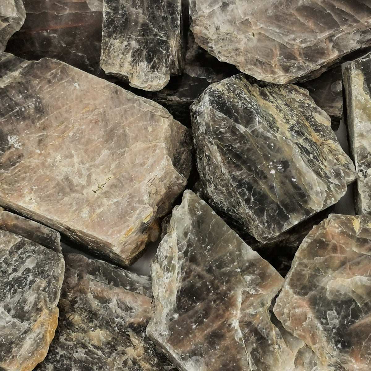 Black Moonstone specimen, a feldspar, from Madagascar.