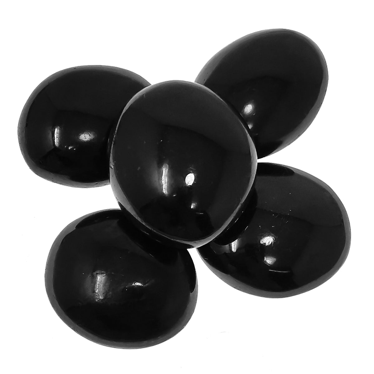 Black Tourmaline palm stone, a tourmaline group mineral, from Madagascar.