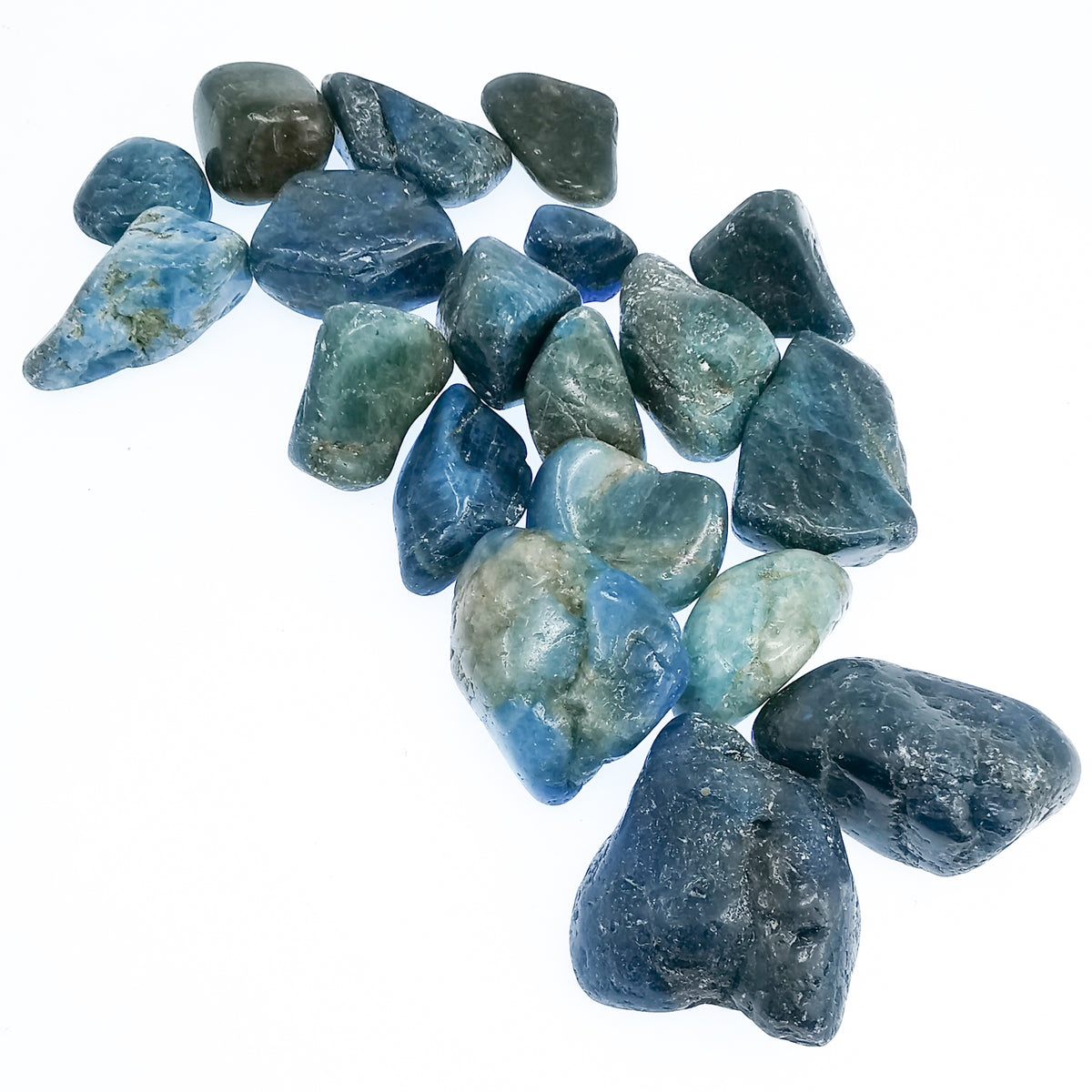 Blue Apatite tumble from Madagascar.