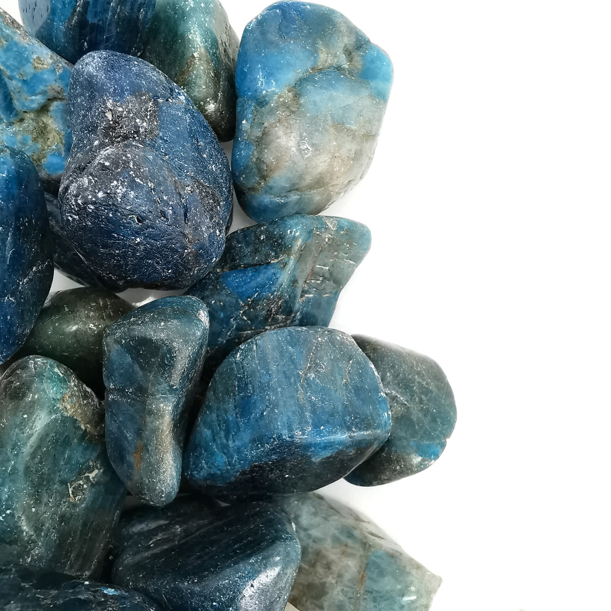 Blue Apatite tumble from Madagascar.