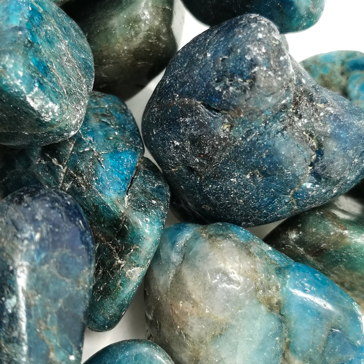 Blue Apatite tumble from Madagascar.