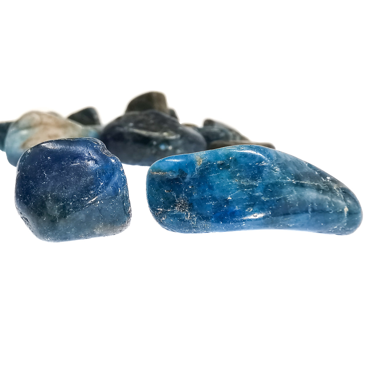 Blue Apatite tumble from Madagascar.