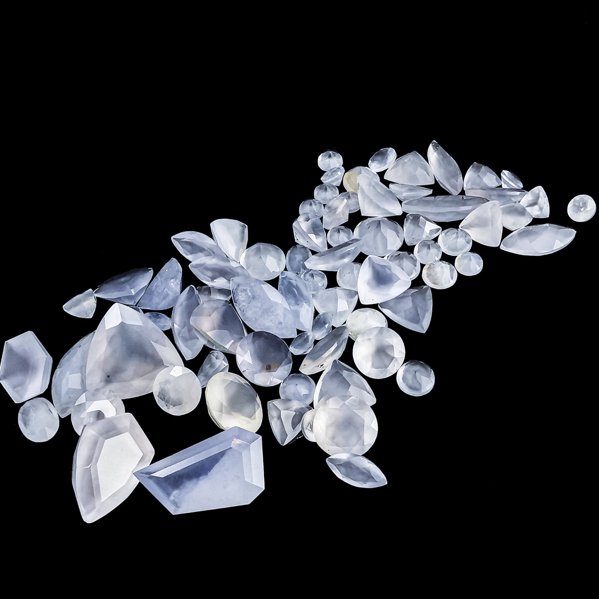 Blue Chalcedony facet, a variety of chalcedony, from Namibia.