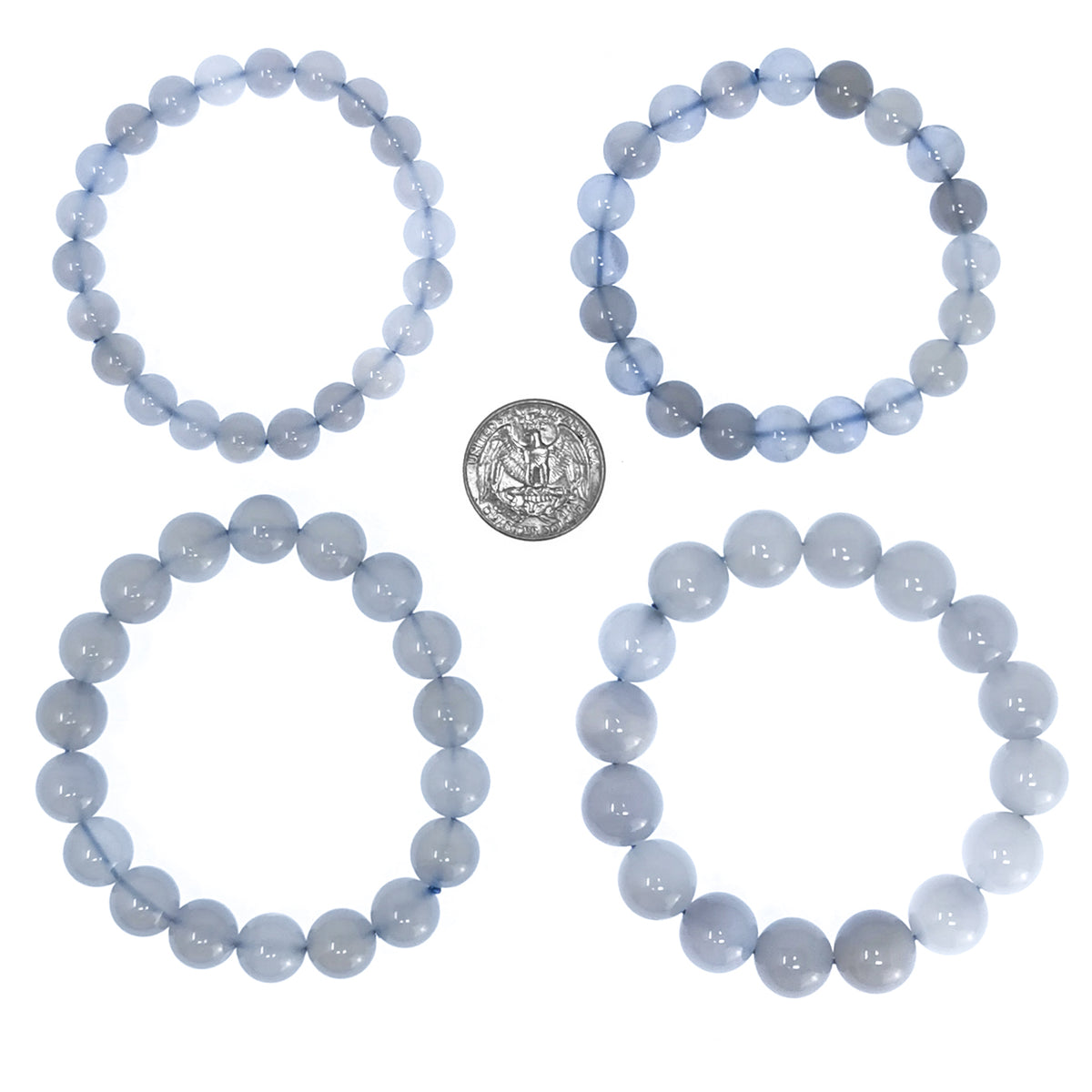 Blue Chalcedony bead bracelet with Blue Lace Agate.