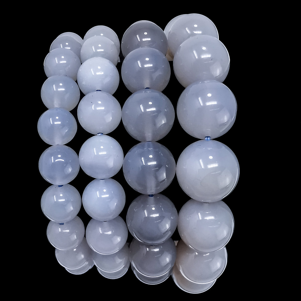 Blue Chalcedony bead bracelet with Blue Lace Agate.