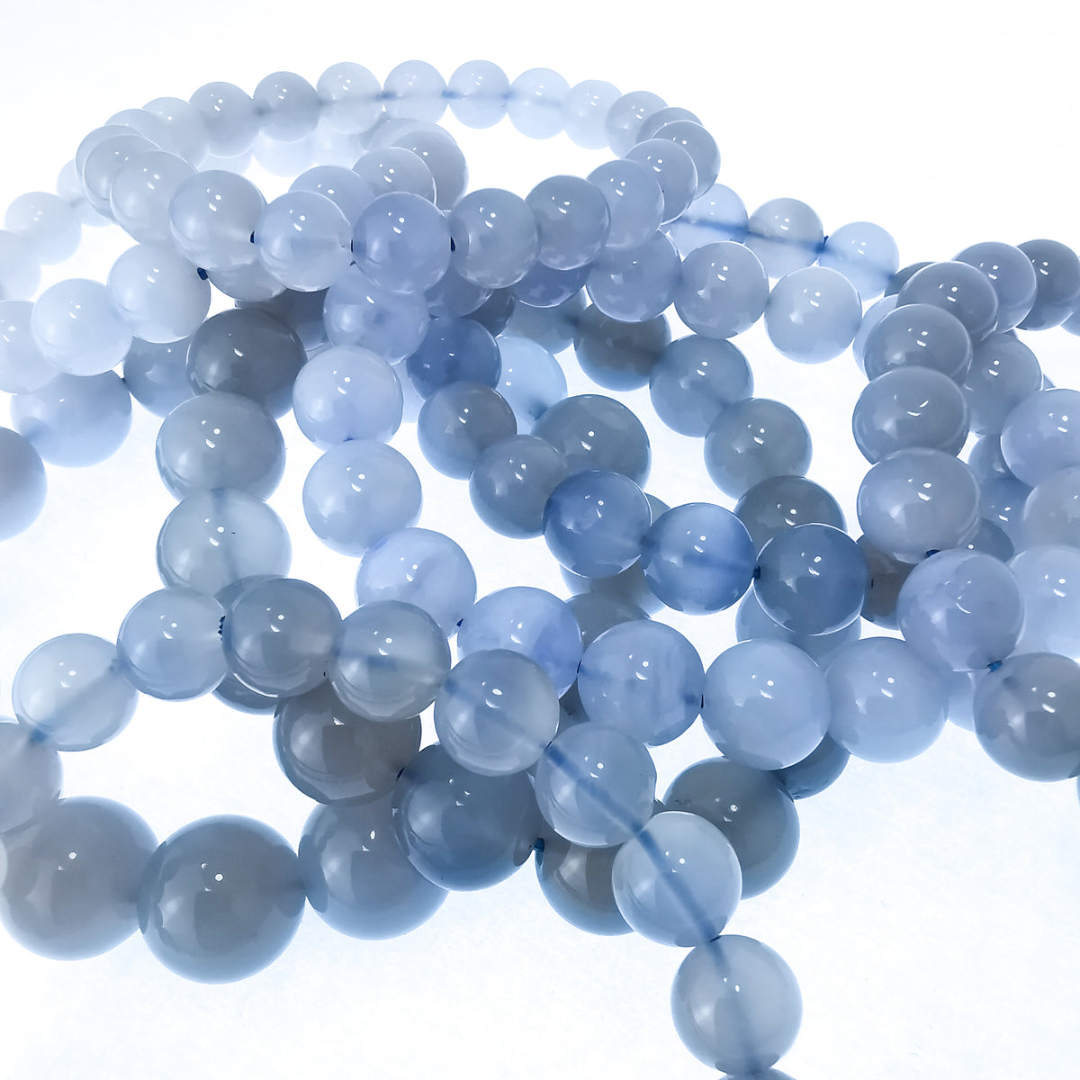 Blue Chalcedony bead bracelet with Blue Lace Agate.