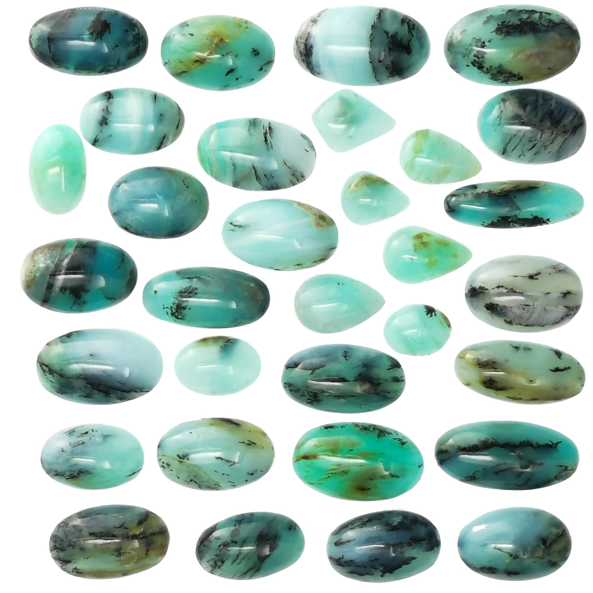Blue Opal cabochon, hydrated silica, from Peru.