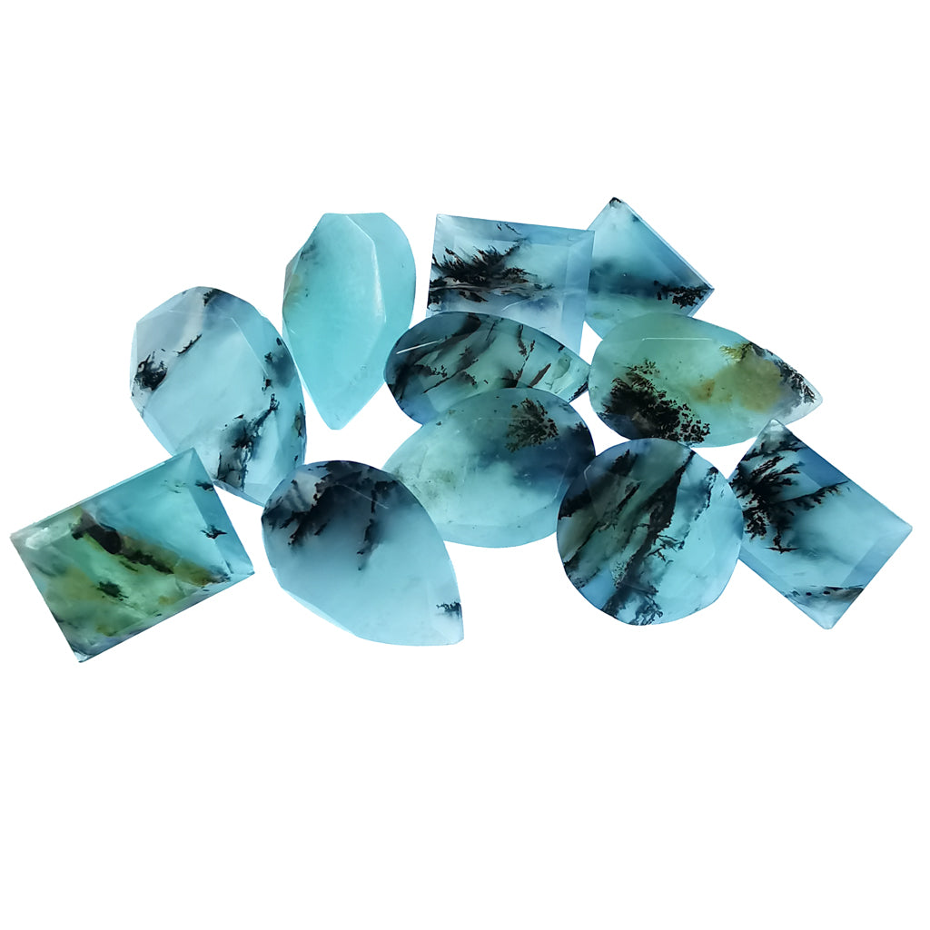 Blue Opal facet, hydrated silica, from Peru.