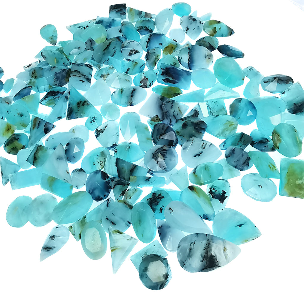 Blue Opal facet, hydrated silica, from Peru.