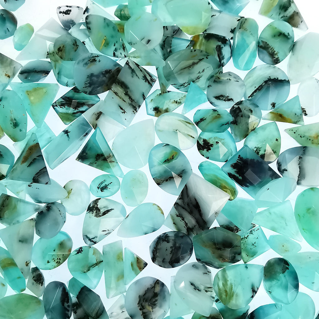 Blue Opal facet, hydrated silica, from Peru.