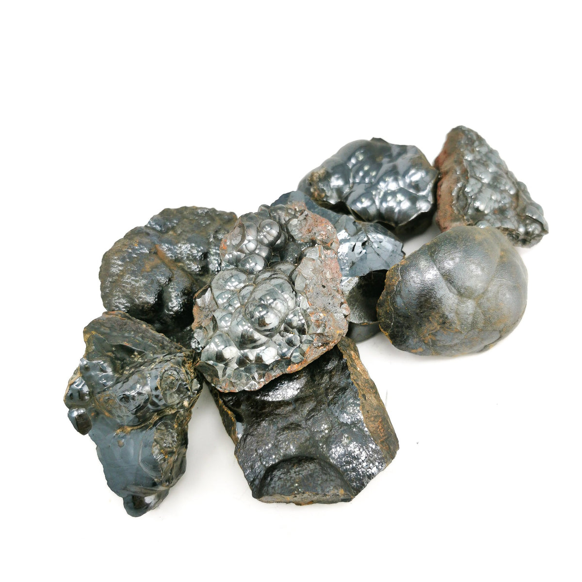 Botryoidal hematite from Irhoud Mine, Morocco – group of pieces