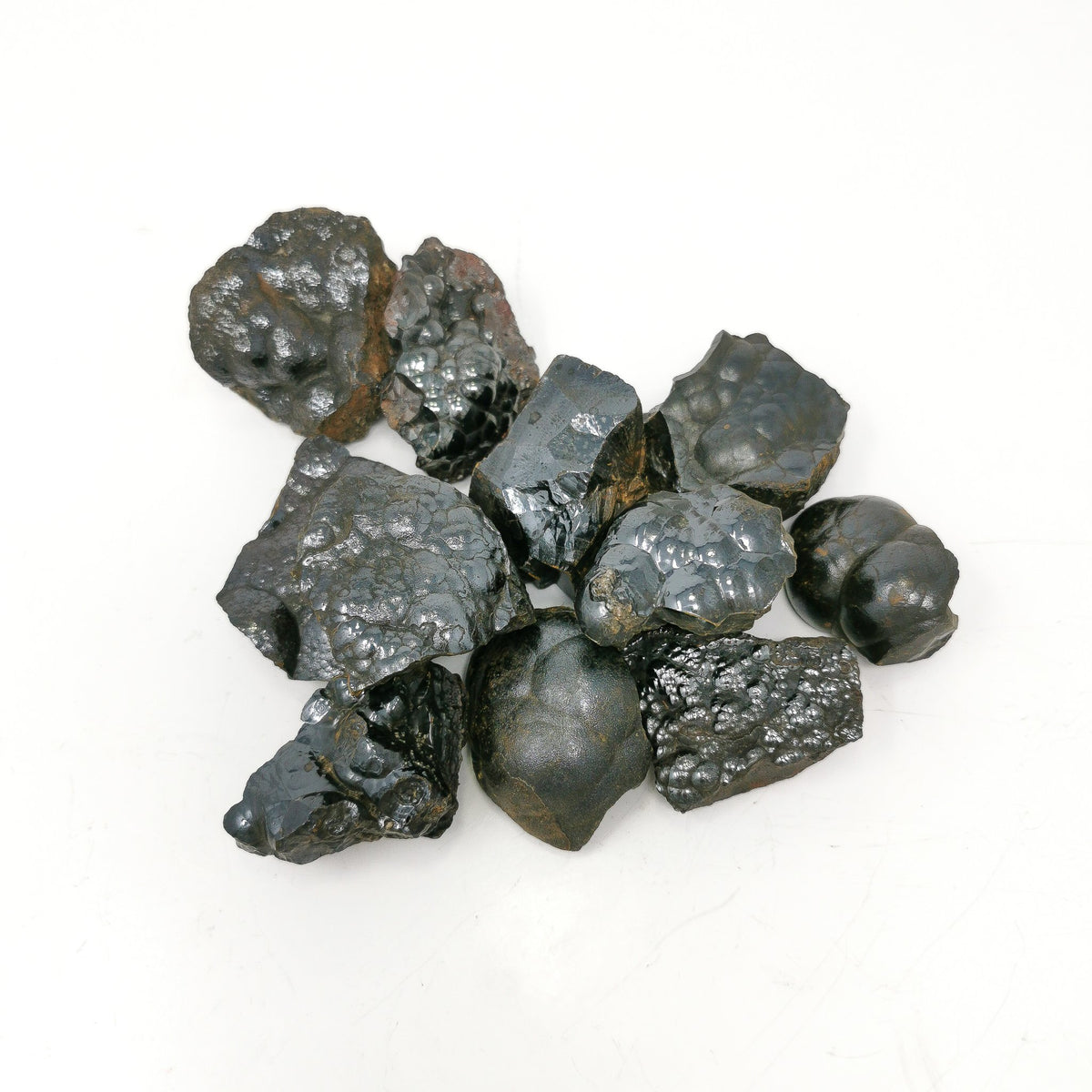 Botryoidal hematite from Irhoud Mine, Morocco – spread of pieces
