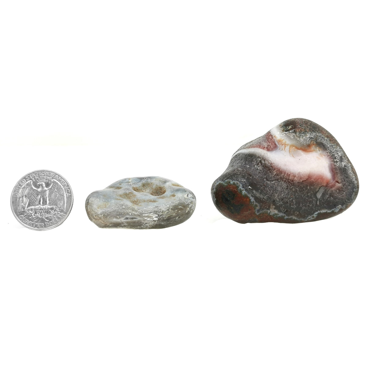 Botswana Agate semi tumbled rough, a variety of chalcedony.
