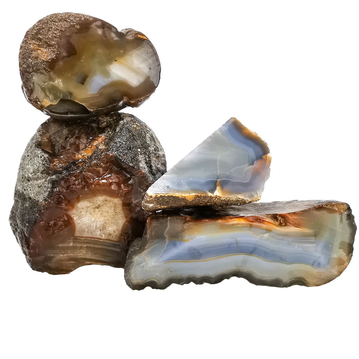 Brazilian Agate rough, a variety of chalcedony, from Rio Grande do Sul, Brazil.