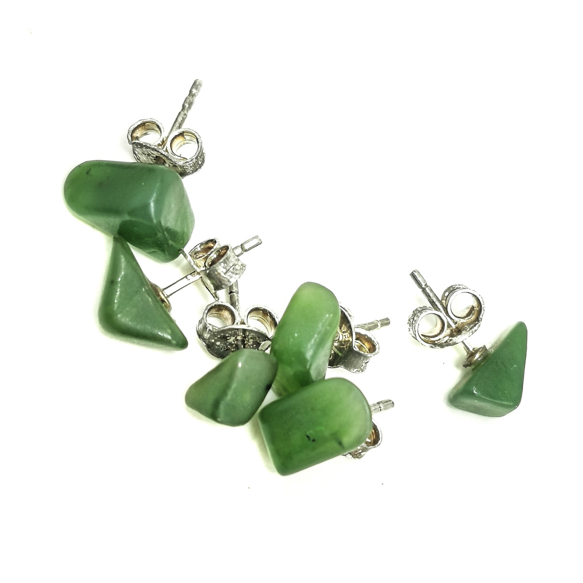 BC Jade Stud earrings in sterling 925 silver with BC Nephrite Jade.