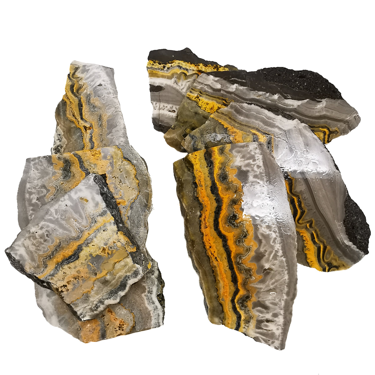 Bumblebee Jasper Slabs rough from Java, Indonesia.