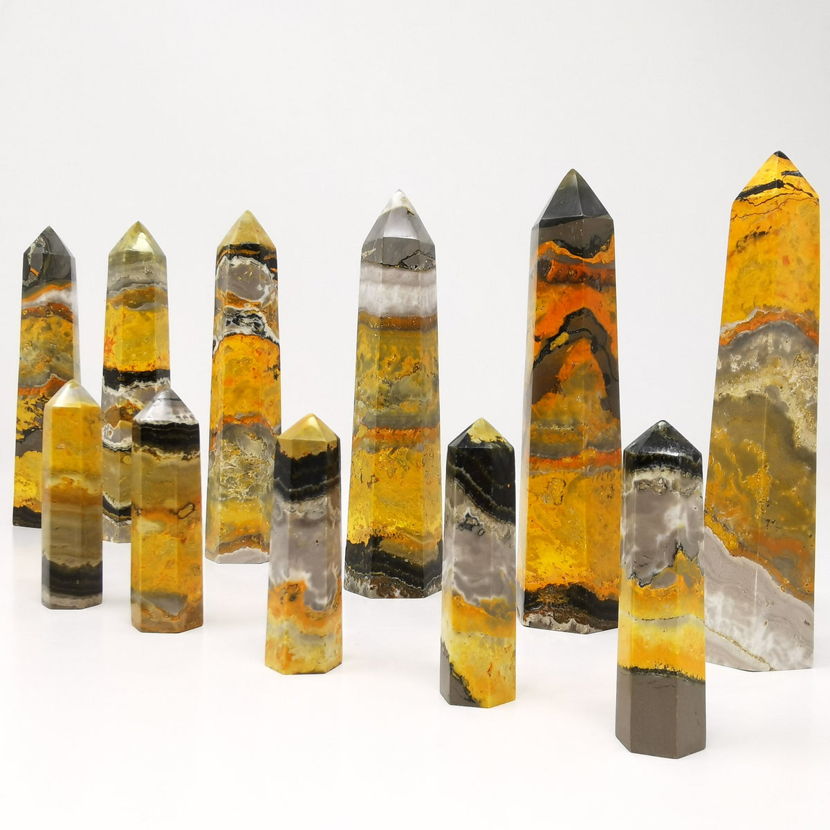 Bumblebee Jasper obelisk from Papandayan Volcano, West Java Province, Indonesia.