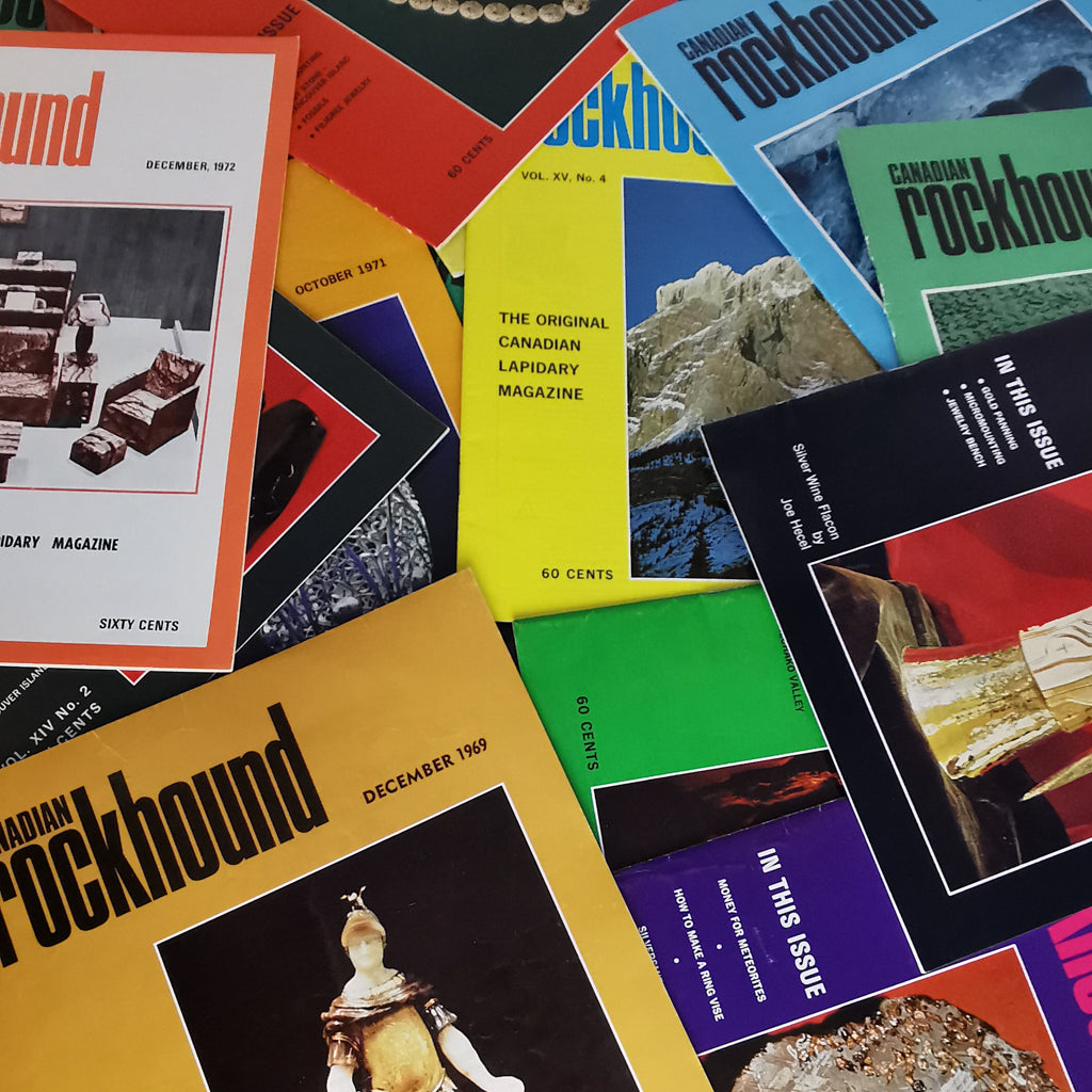 The Canadian Rockhound Magazine, made of paper.