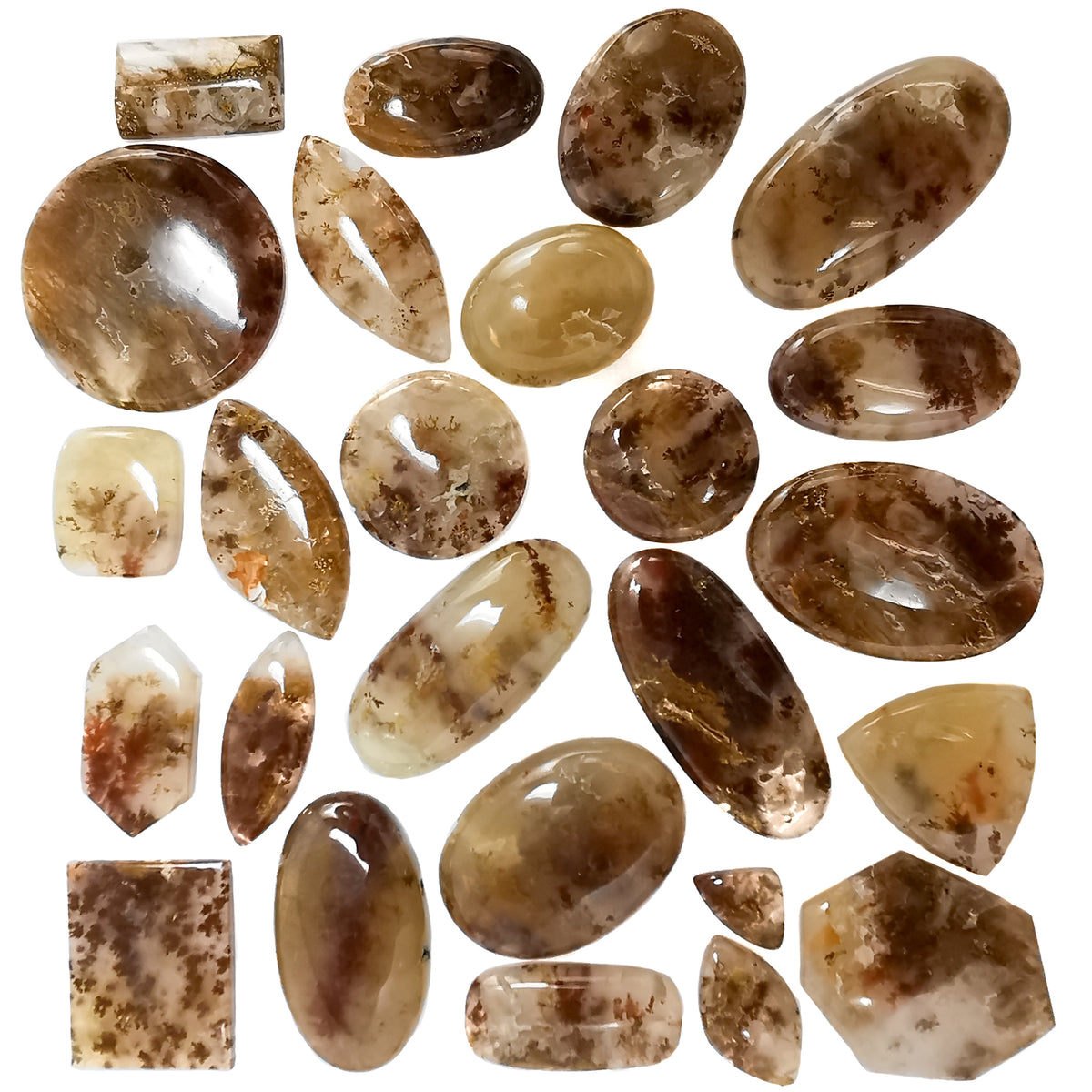 Carey Plume Agate cabochon, a variety of chalcedony, from Oregon, USA.