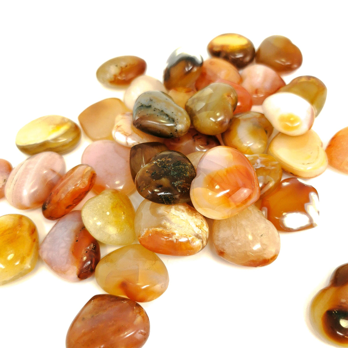 Carnelian heart, a variety of chalcedony, from Madagascar.