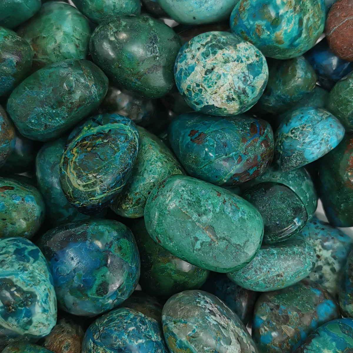 Chrysocolla tumble from Peru.