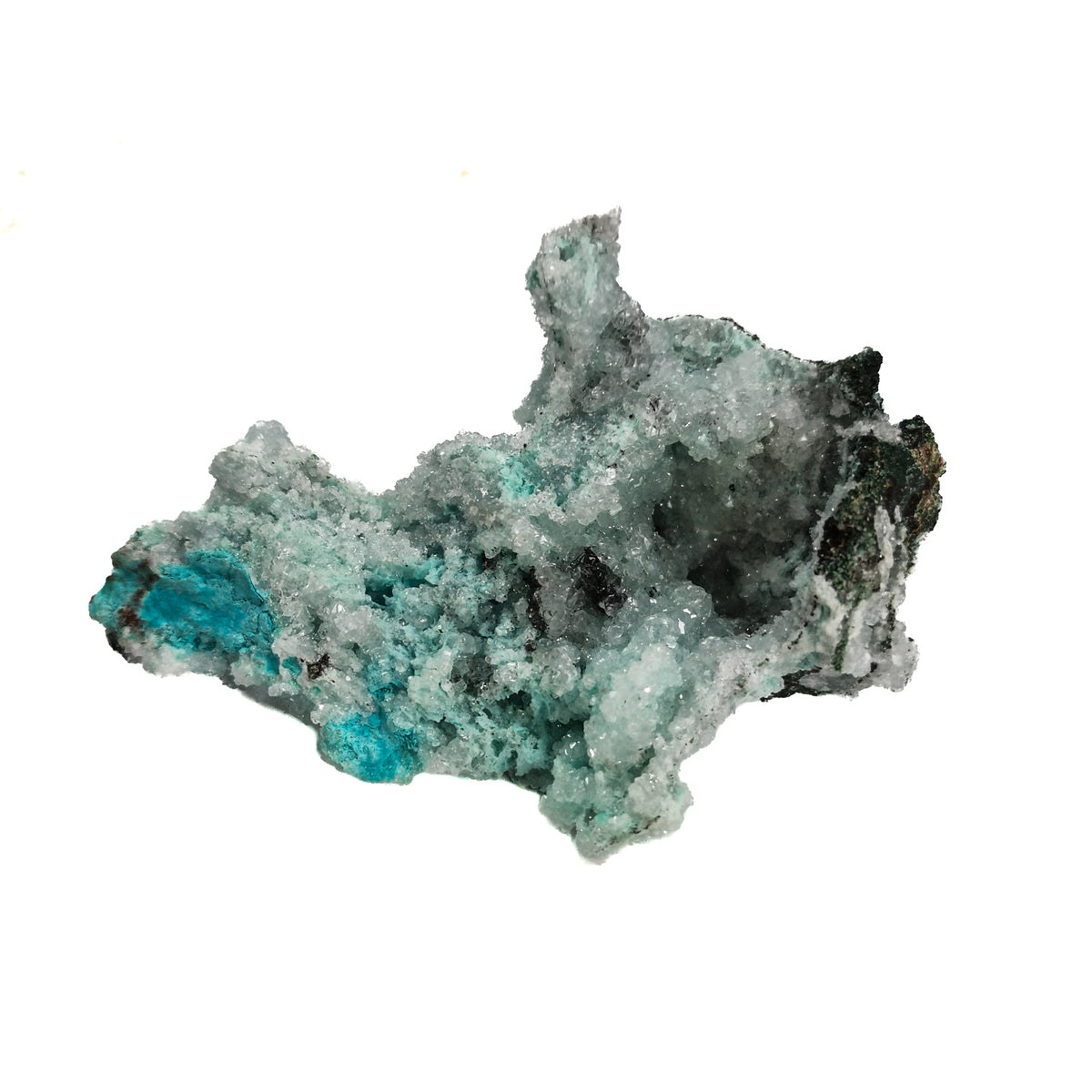 Chrysocolla and Calcite specimen from Concepcion del Oro, Zacatecas, Mexico.