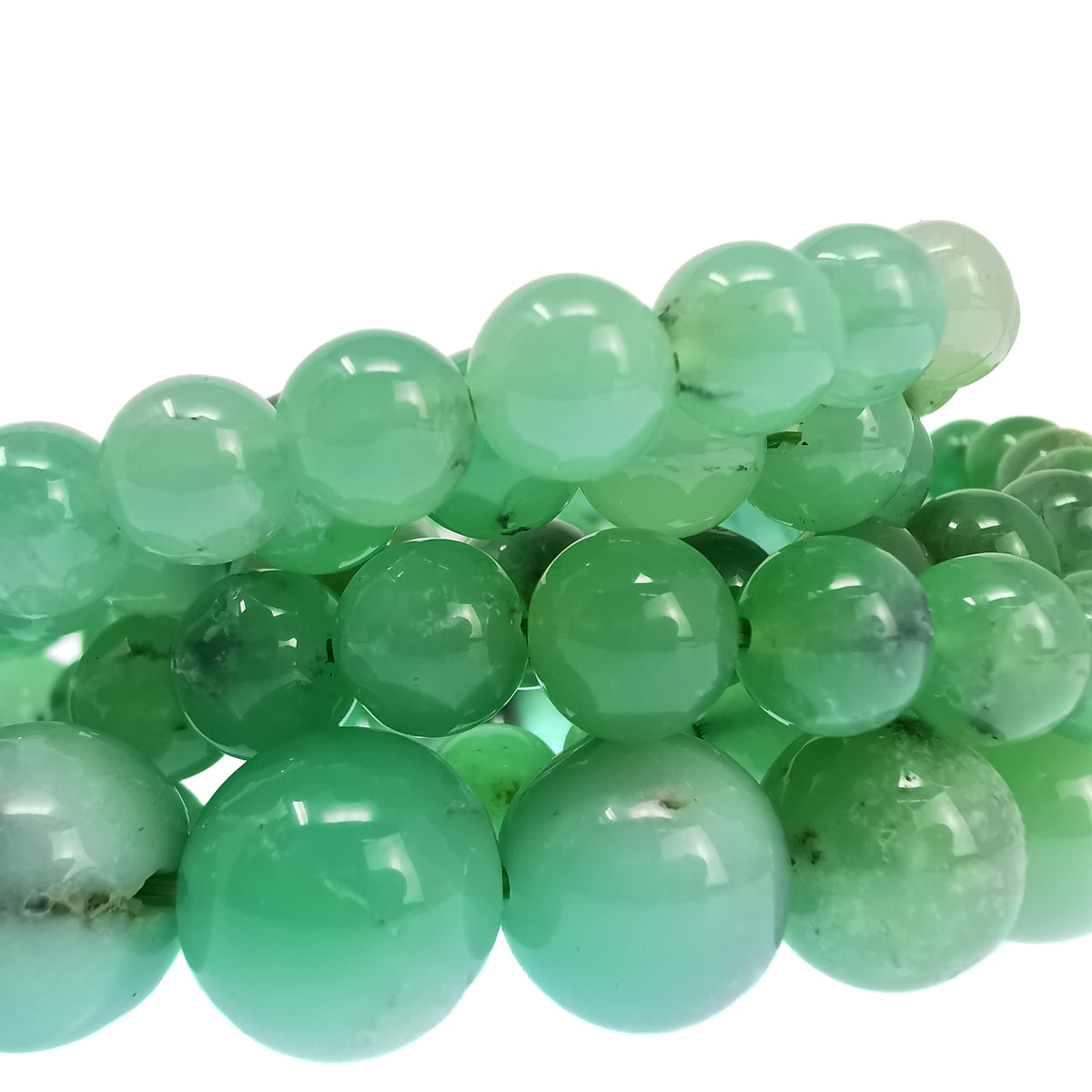 Chrysoprase bead bracelet.