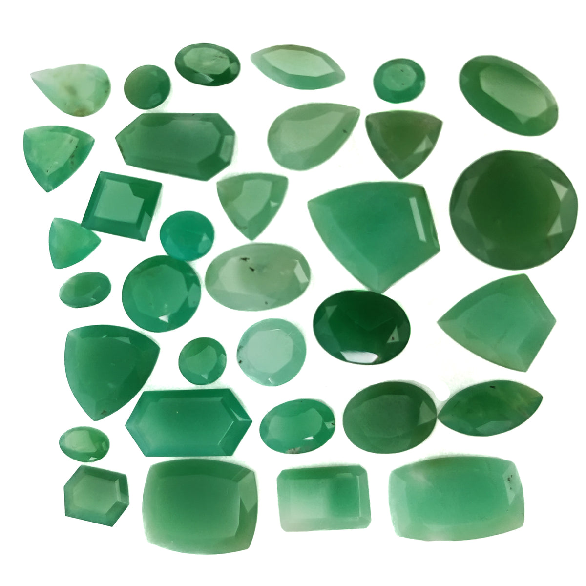 Chrysoprase facet, a variety of chalcedony, from Australia.