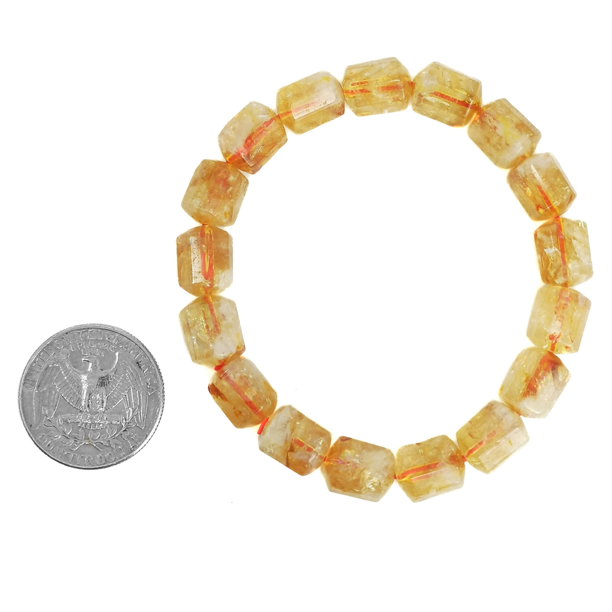 Citrine barrel bead bracelet.