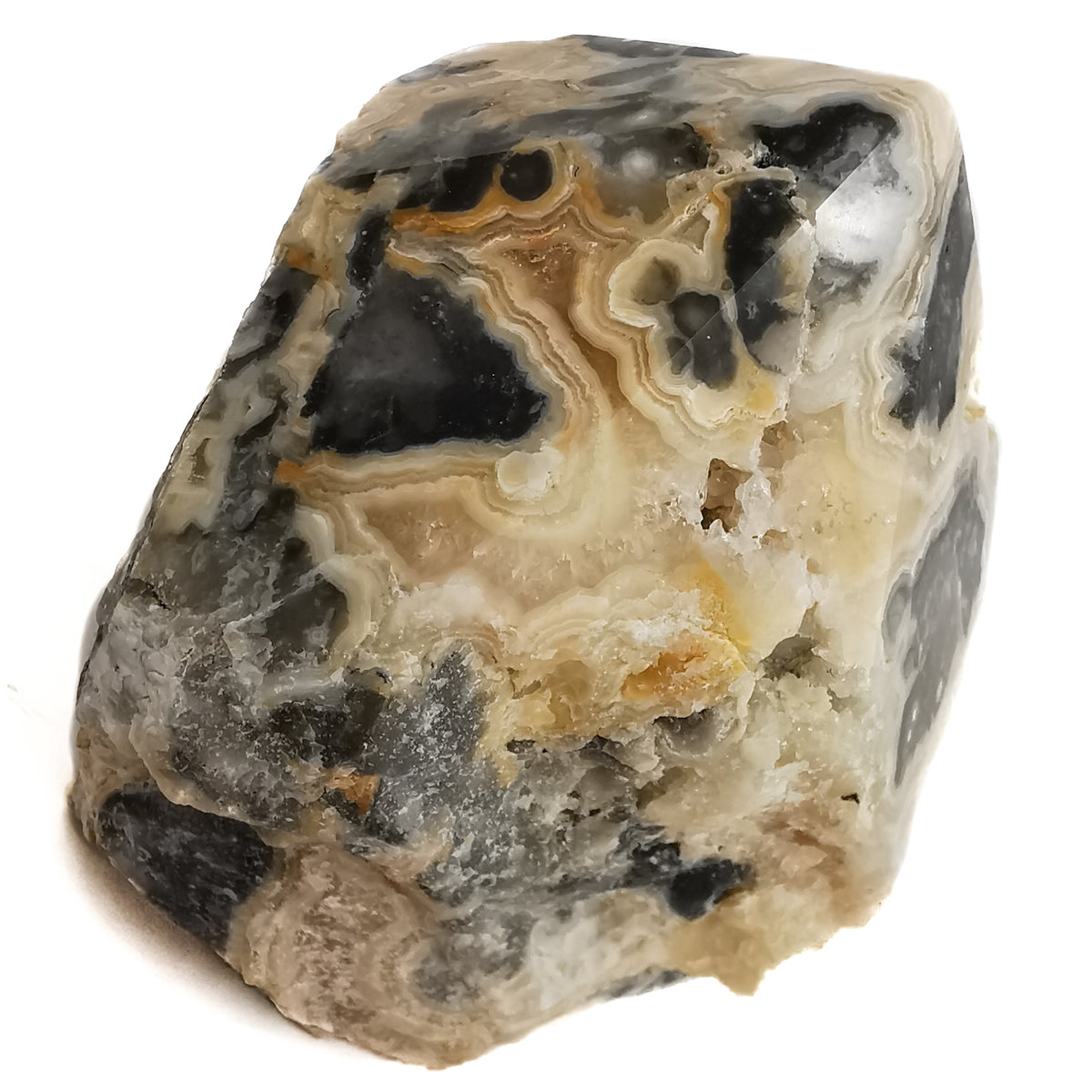 Crazy Lace Agate power point, a variety of chalcedony, from Mexico.