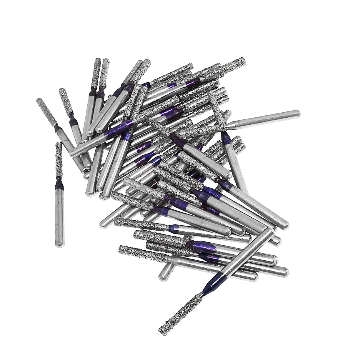 Cylinder Dental Burr 5pcs, made of steel plated with diamond.