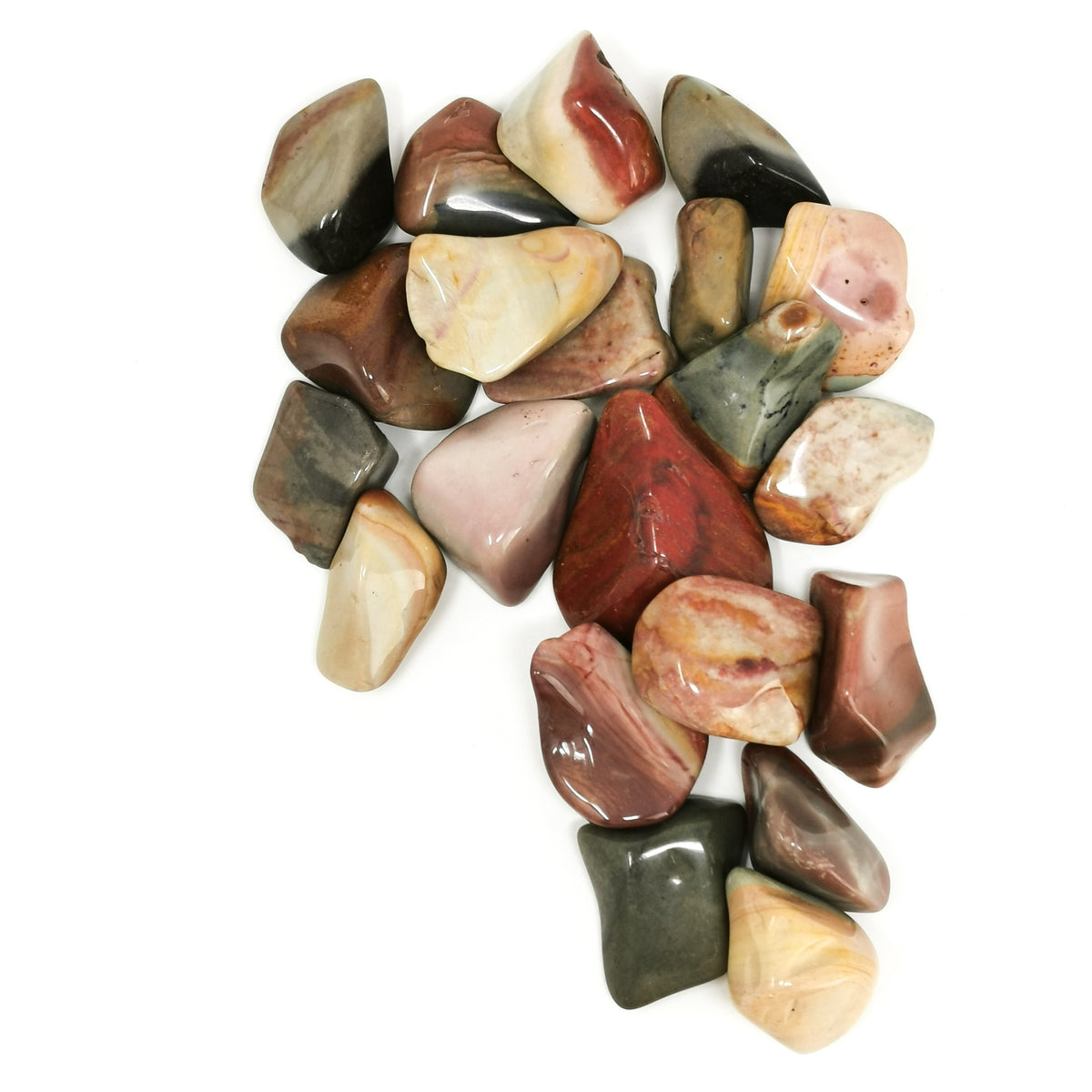 Desert jasper tumble, Madagascar: pile of tumbles