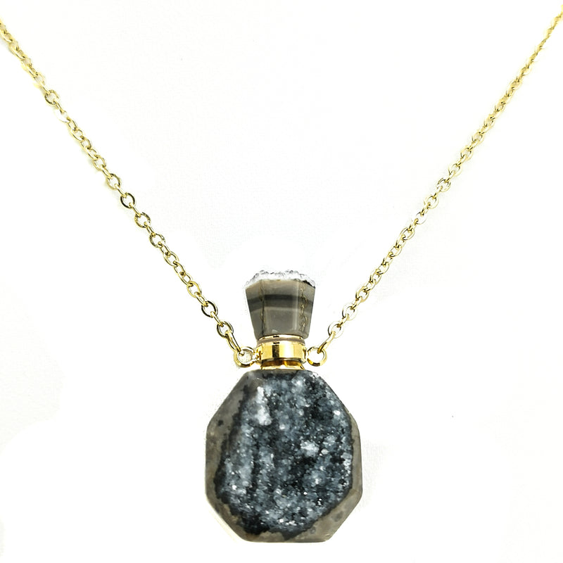 Quartz Druzy - Perfume Bottle - Pendant