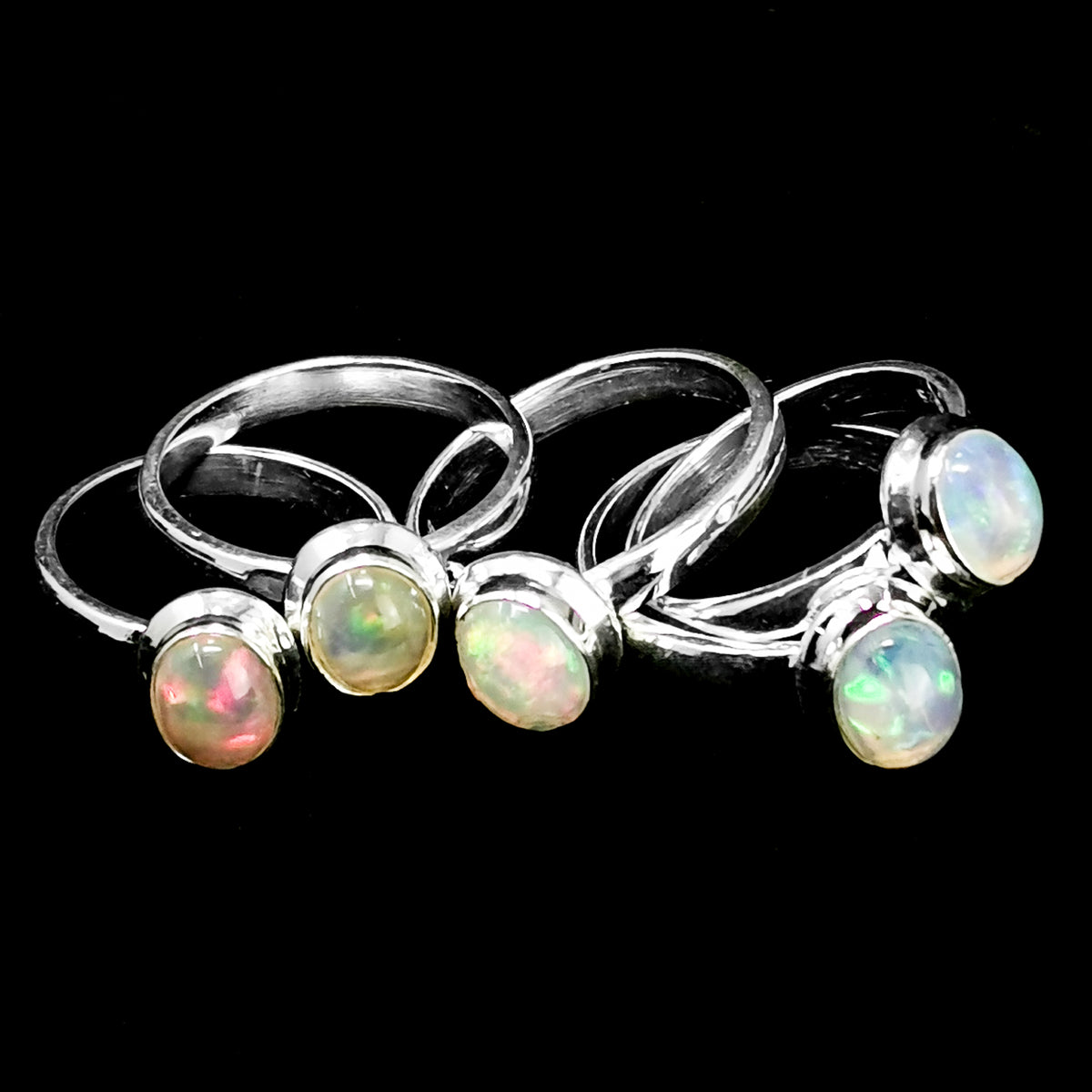 Ethiopian Opal Dished ring in sterling silver.