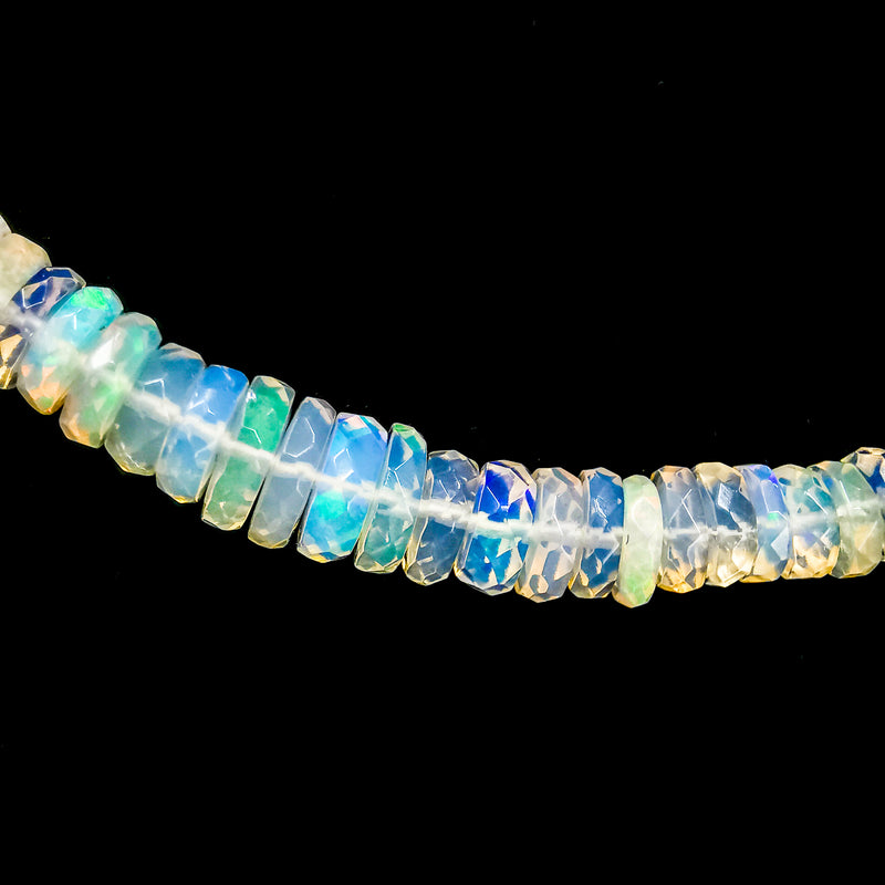 Ethiopian Opal White - Facet Bead Necklace