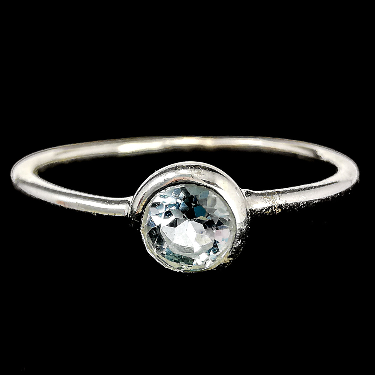 Solitaire Facet Stone Sterling Silver stacker ring.