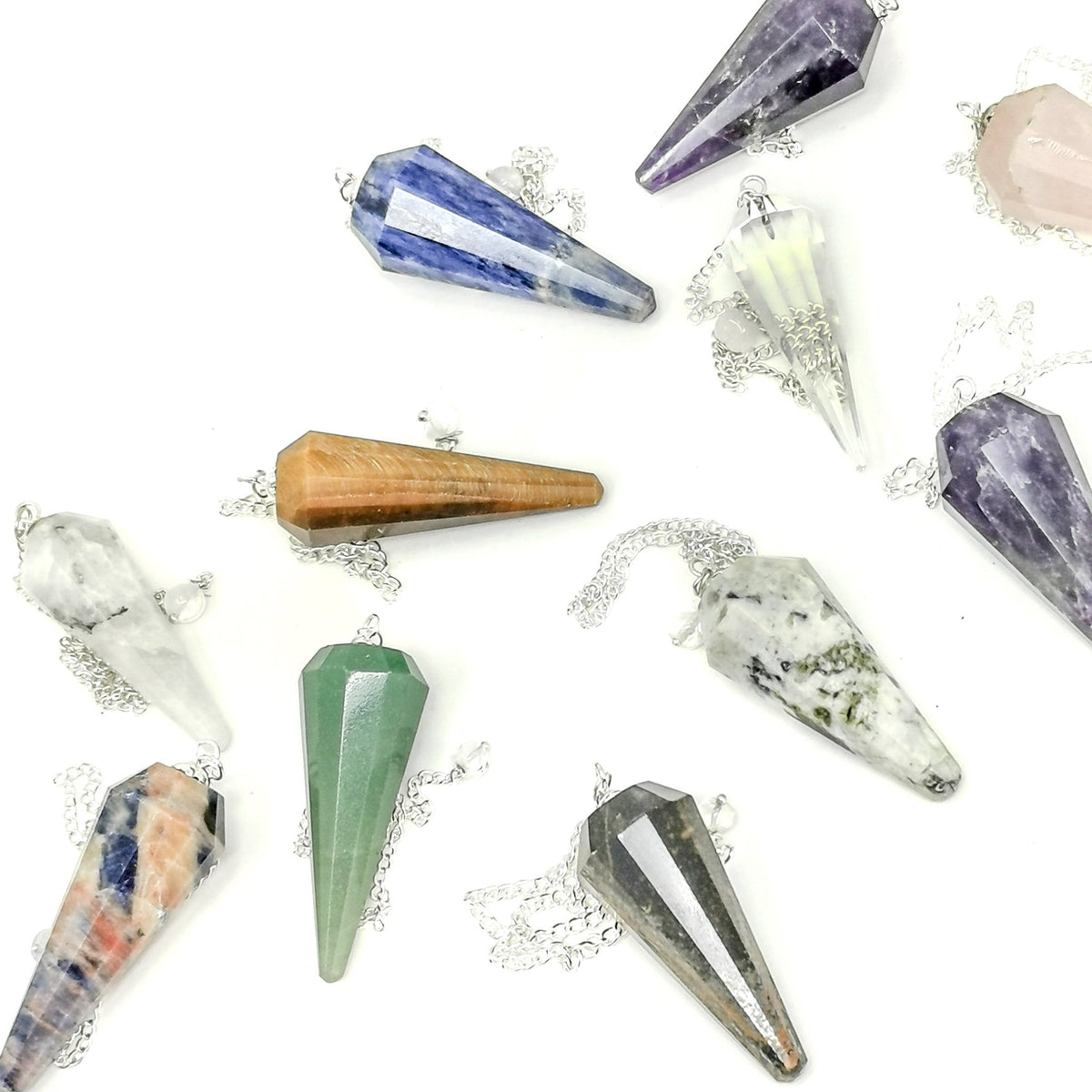 Faceted long pendulum – spread of stone pendulums