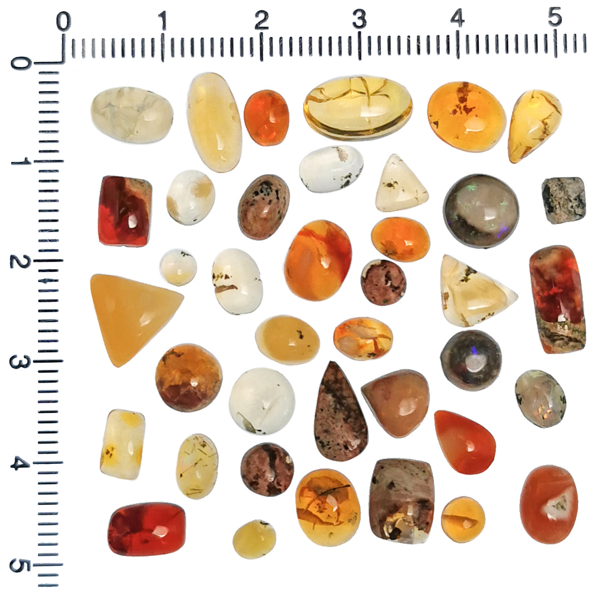 Fire Opal cabochon, hydrated silica, from Mexico.
