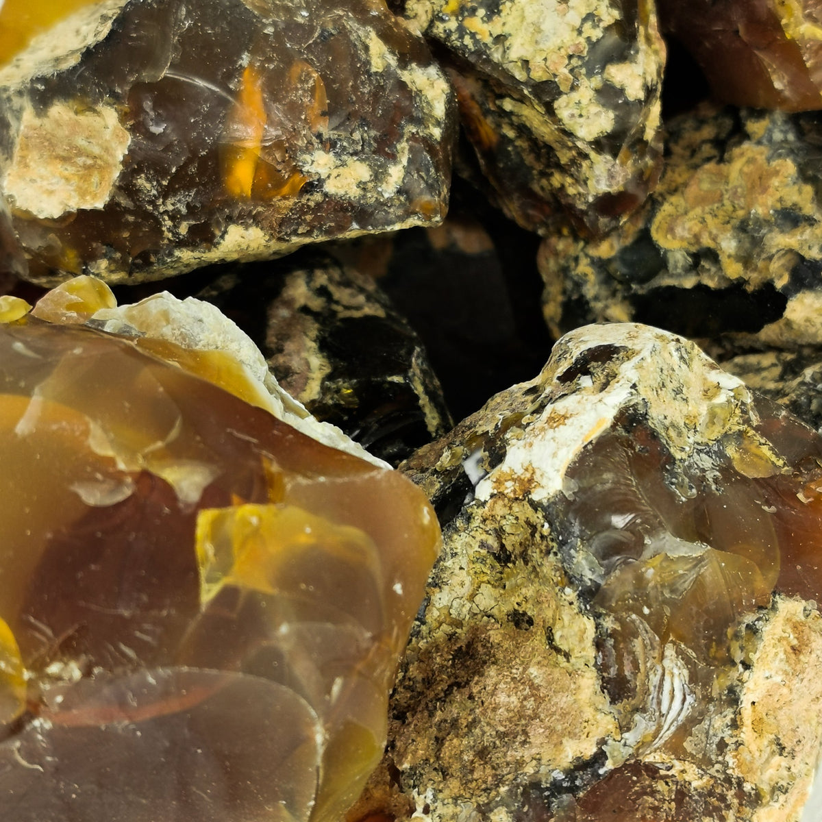 Fire Opal rough, hydrated silica, from Juniper Ridge, Oregon, USA.