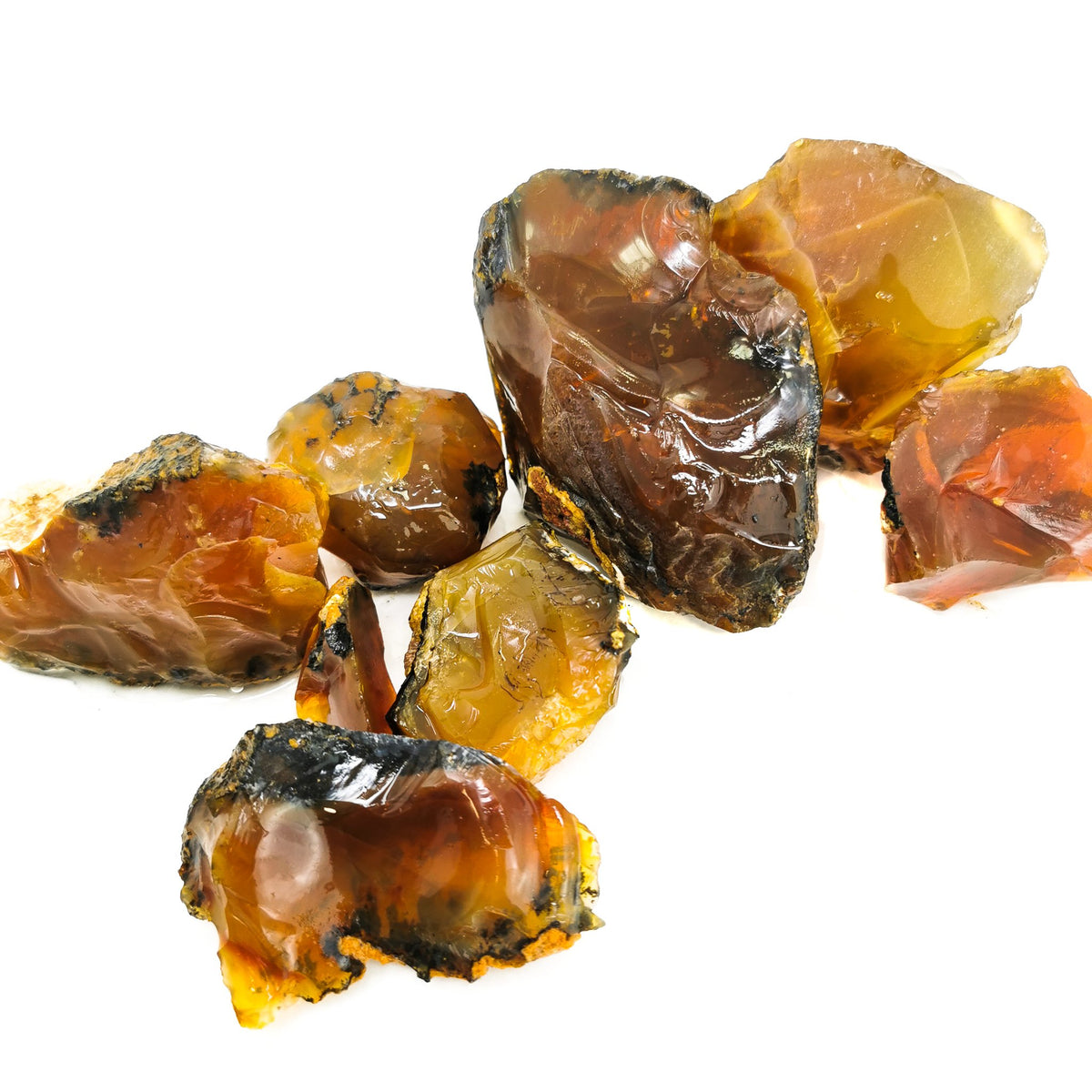 Fire Opal rough, hydrated silica, from Juniper Ridge, Oregon, USA.