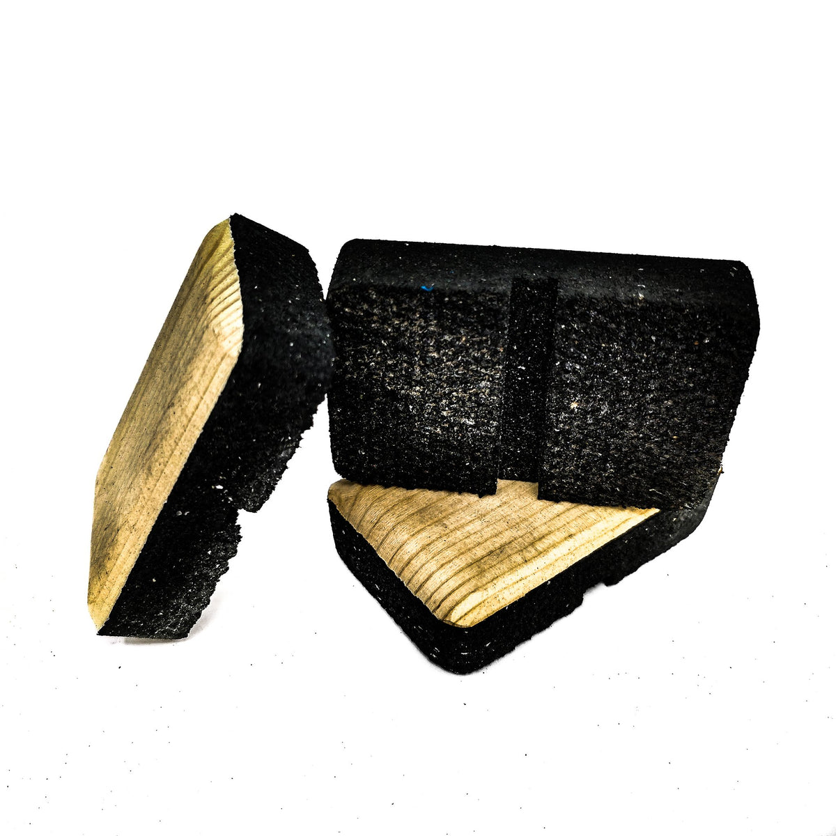 Flintknapping Hand Pad wooden base, made of wood and rubber.
