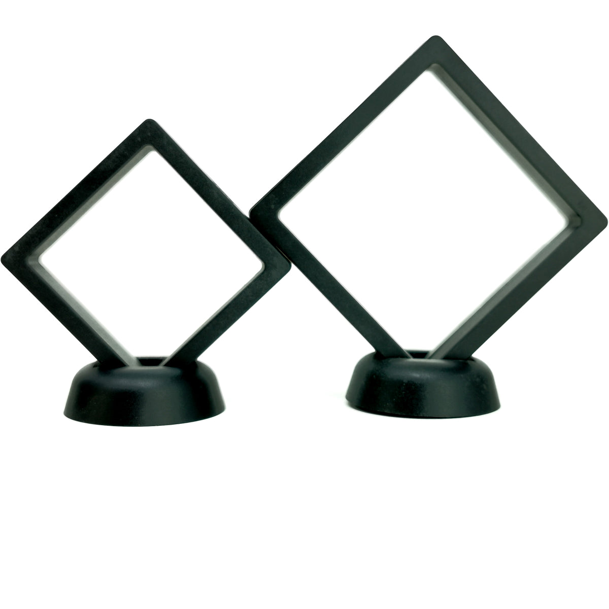 Floating Frame display, made of plastic and magic stretchy material.