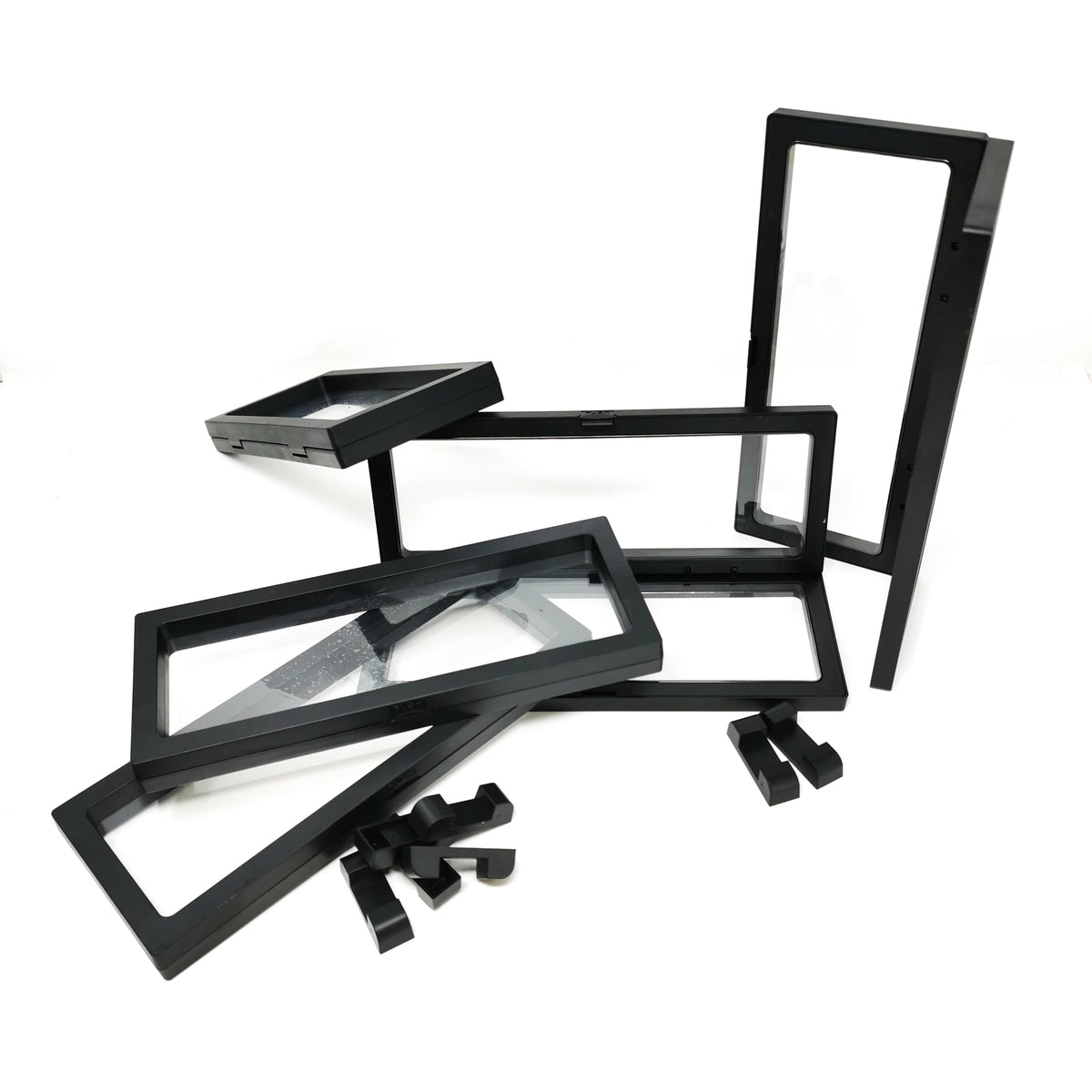 Floating Frame Rectangle display, made of plastic and magic stretchy material.