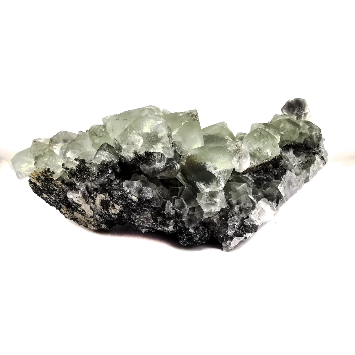 Fluorite and Calcite mineral specimen from Xianghualing, Hunan, China.