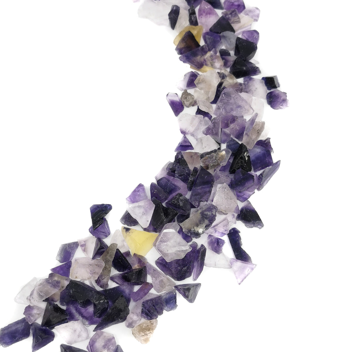 Fluorite, China: curving trail of pieces
